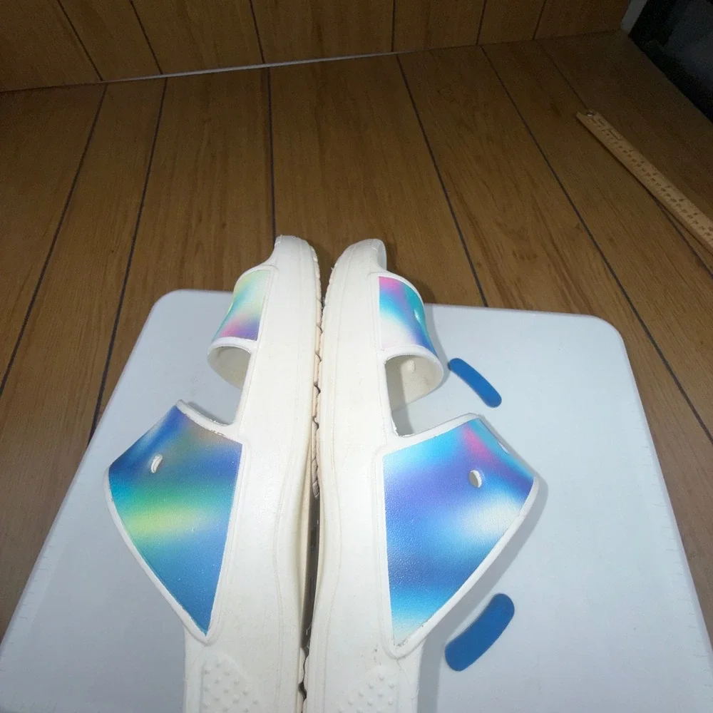 Crocs Classic Tie Dye Slide Sandals Men's‎ Size M 12 White Multi Color Comfort